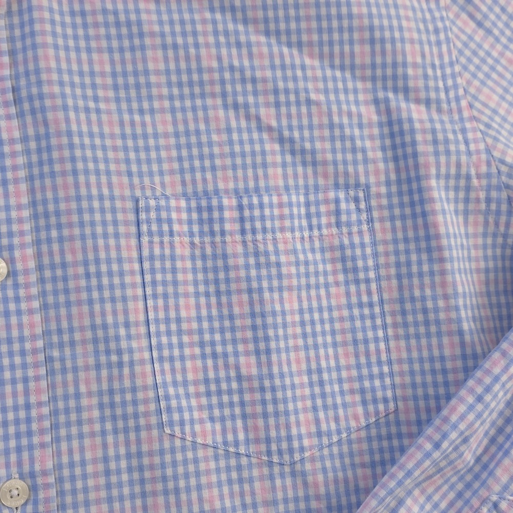 J Crew Shirt XL Slim Fit Pink Blue Check Long Sleeve Button Down Cotton Pocket - Picture 3 of 9